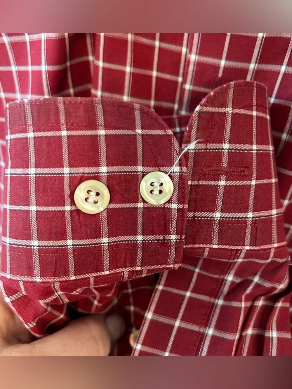 Talbots Red Windowpane Button-Down Shirt - Picture 4 of 7